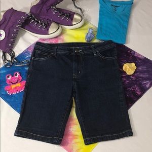 FADED GLORY Stretch Adj Waist Bermuda Jean Shorts Cute Summer Wear Girls Sz 14